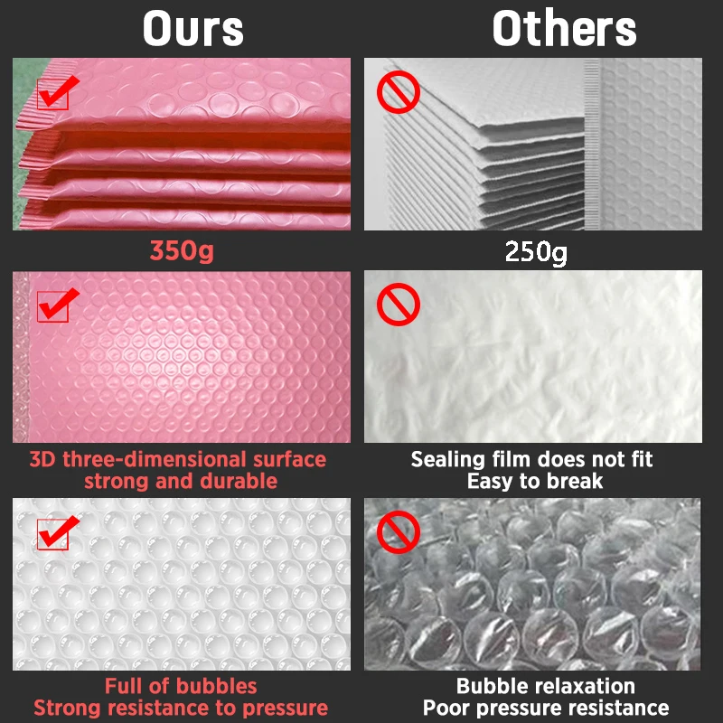 100pcs Bubble Mailers Padded Envelopes Pearl film Gift Present Mail Envelope Bag For Book Magazine Lined Mailer Self Seal Pink thumbnail 6