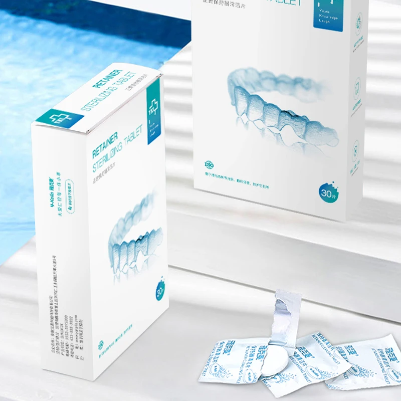 Y-Kelin New Package Orthodontic and Denture Cleaning Tablets Remove Bacteria Bad Odors Discoloration Stains Plaque 30/96 Tabs thumbnail 5