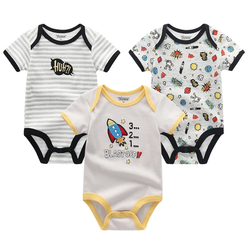 Baby Boy Jumpsuits 3 Pieces Newborn Clothes Set Toddler Girl Bodysuit Kiddiezoom Clothing 100%Cotton Soft Infant Rompers 0-12M thumbnail 2