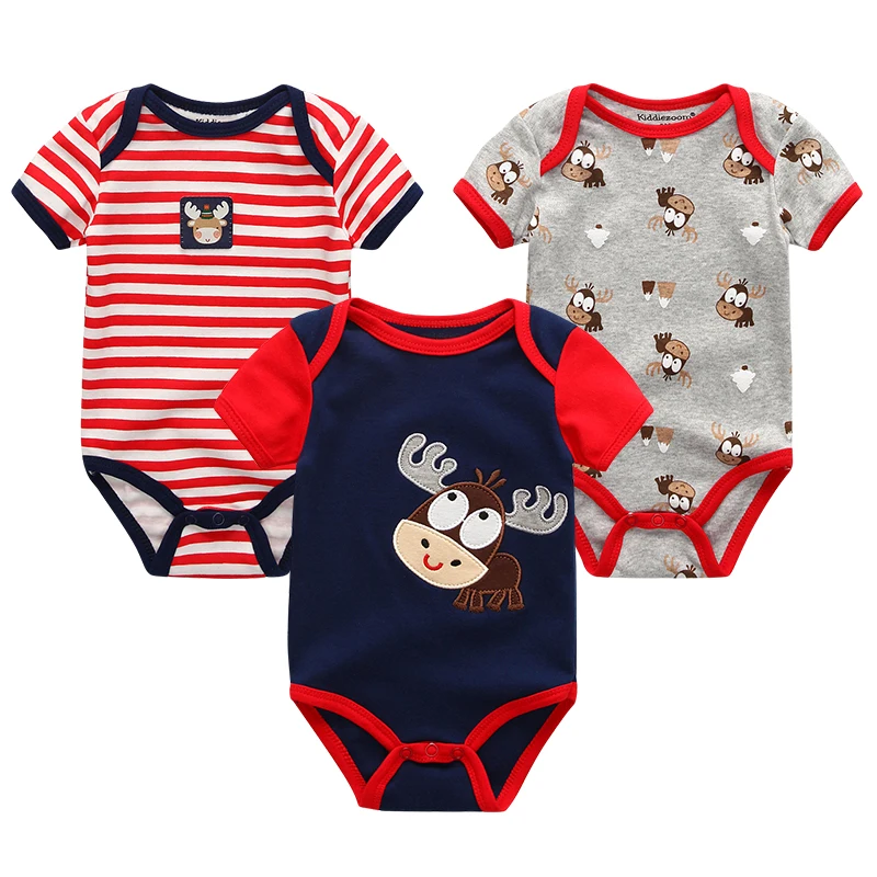 Baby Boy Jumpsuits 3 Pieces Newborn Clothes Set Toddler Girl Bodysuit Kiddiezoom Clothing 100%Cotton Soft Infant Rompers 0-12M thumbnail 4