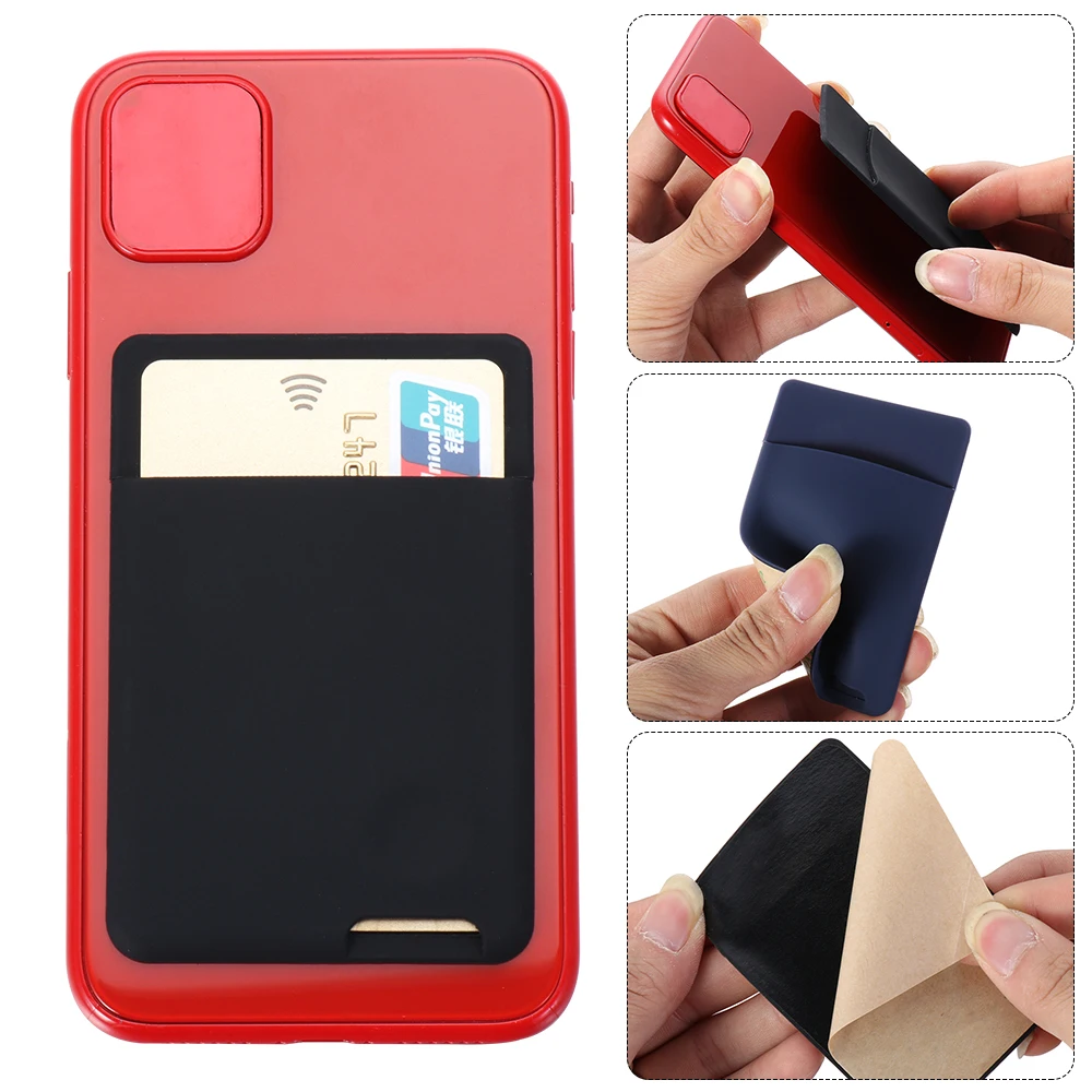 Universal Self-Adhesive Sticker Card Sleeves Phone Wallet Case Stick On ID Credit Card Holder Elastic Silicone Cellphone Pocket thumbnail 2