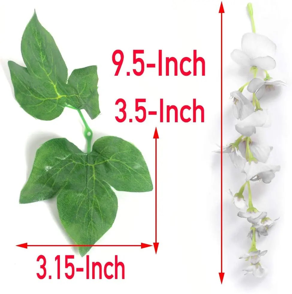 2m Artificial Flowers Silk Wisteria Garland Vine Rattan Silk Hanging Flower for Home Garden Outdoor Wedding Arch Floral Decor thumbnail 2