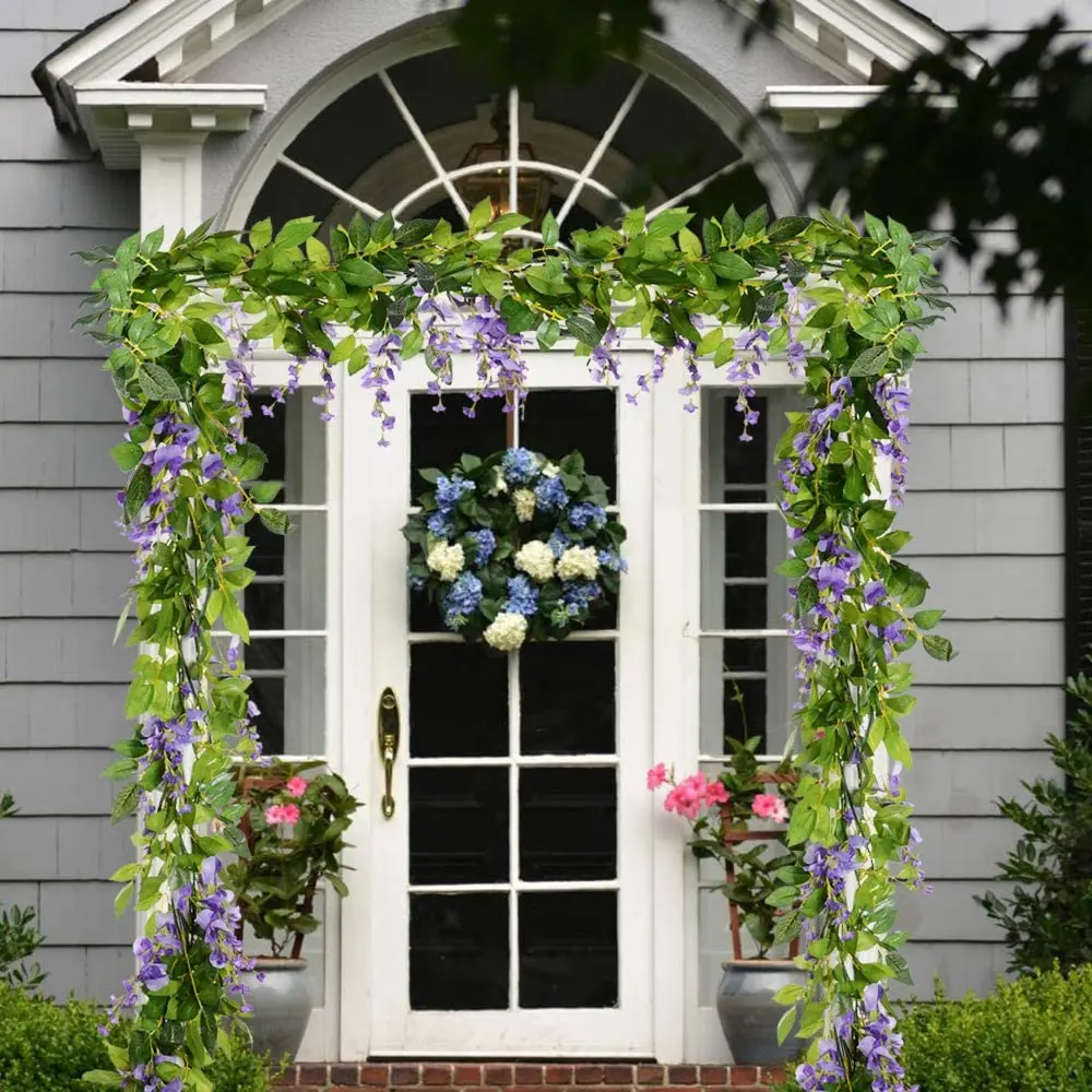 2m Artificial Flowers Silk Wisteria Garland Vine Rattan Silk Hanging Flower for Home Garden Outdoor Wedding Arch Floral Decor thumbnail 6