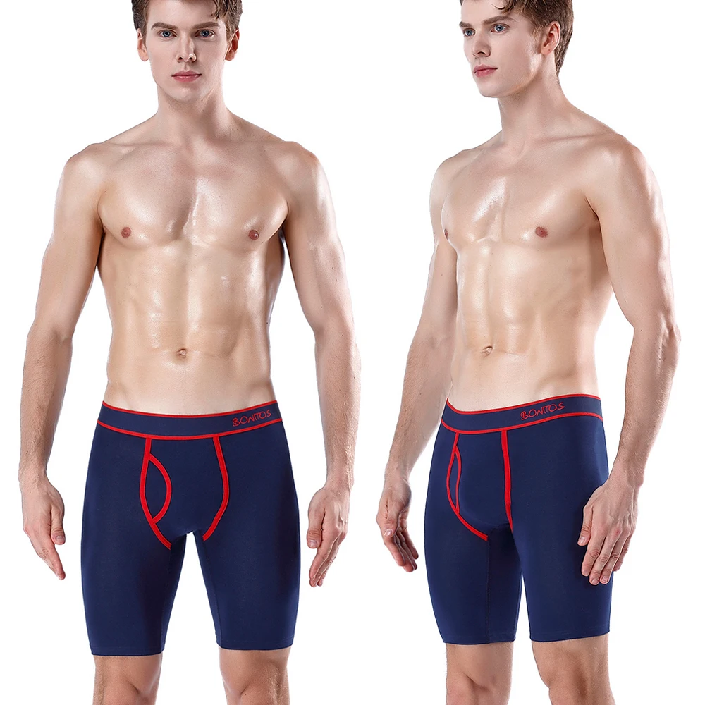 Front Opening Long Men's Panties Cotton Boxers For Man Underwear Breathable Boxershorts Male Sexy Print Underpants thumbnail 3