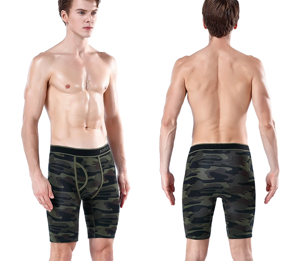 Front Opening Long Men's Panties Cotton Boxers For Man Underwear Breathable Boxershorts Male Sexy Print Underpants thumbnail 2