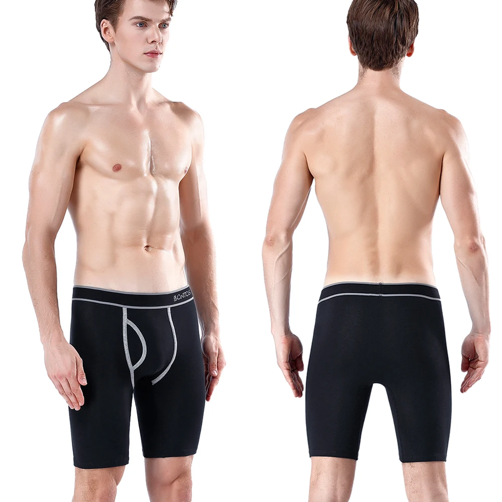 Front Opening Long Men's Panties Cotton Boxers For Man Underwear Breathable Boxershorts Male Sexy Print Underpants thumbnail 4