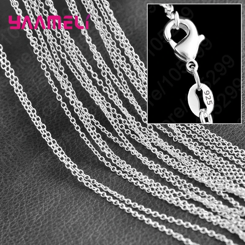 10PCS Wholesale Pure 925 Sterling Silver Charm Link Chain Necklace Jewelry with Strong Smooth Lobster Clasps 16-30 Inches thumbnail 4
