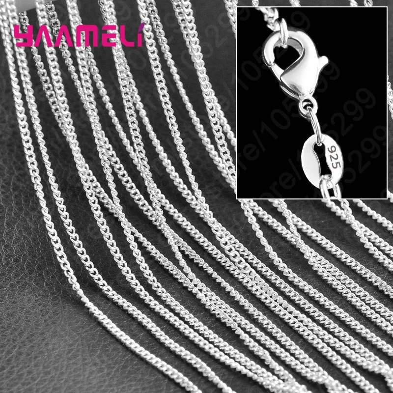 10PCS Wholesale Pure 925 Sterling Silver Charm Link Chain Necklace Jewelry with Strong Smooth Lobster Clasps 16-30 Inches thumbnail 2