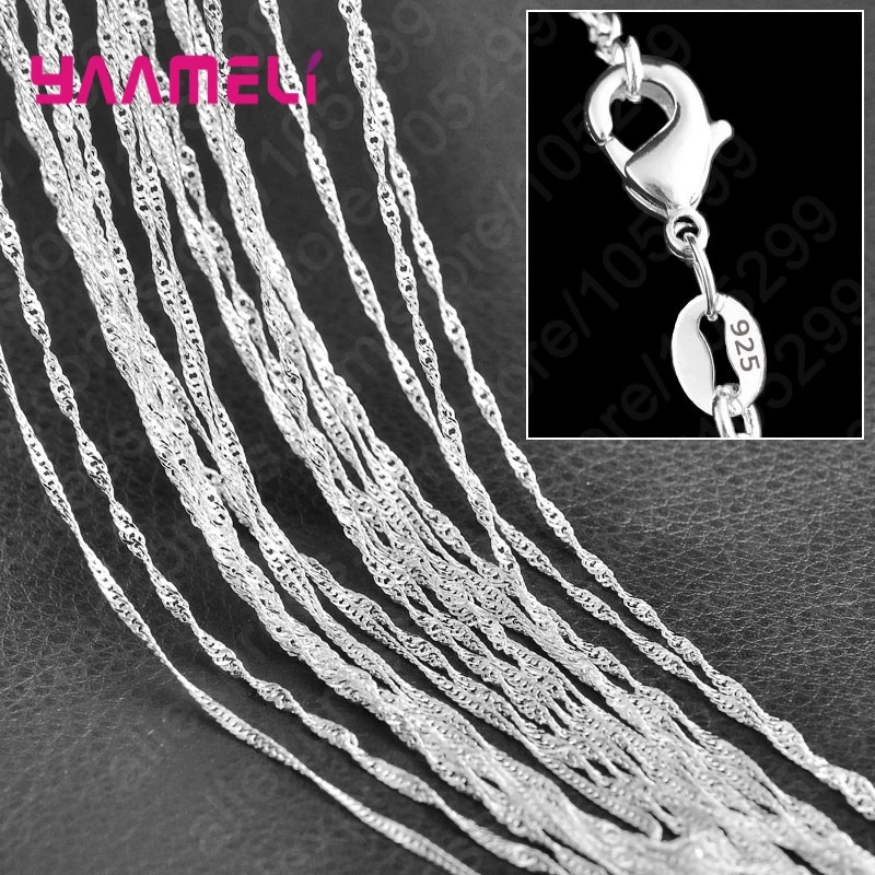10PCS Wholesale Pure 925 Sterling Silver Charm Link Chain Necklace Jewelry with Strong Smooth Lobster Clasps 16-30 Inches thumbnail 6