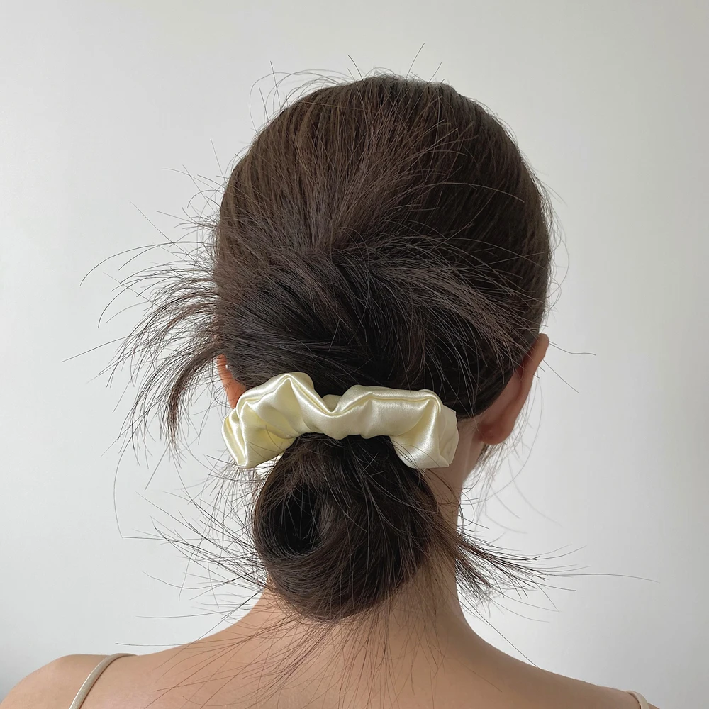 100% Pure Mulberry Silk Large Scrunchies Rubber Bands Hair Ties Gum Elastics Ponytail Holders for Women Girls 19 Momme 3.5CM thumbnail 5