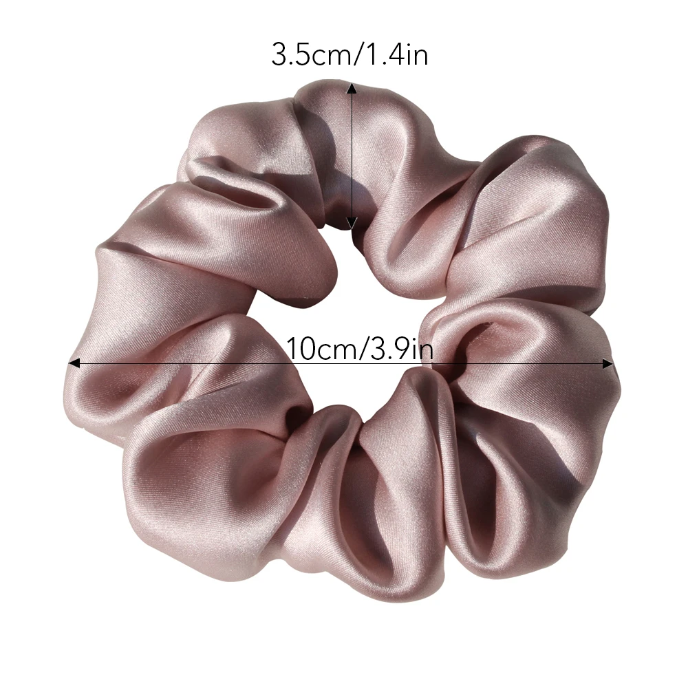 100% Pure Mulberry Silk Large Scrunchies Rubber Bands Hair Ties Gum Elastics Ponytail Holders for Women Girls 19 Momme 3.5CM thumbnail 6