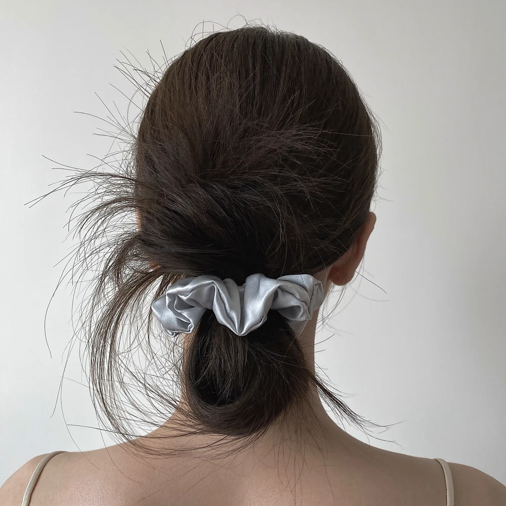 100% Pure Mulberry Silk Large Scrunchies Rubber Bands Hair Ties Gum Elastics Ponytail Holders for Women Girls 19 Momme 3.5CM thumbnail 4