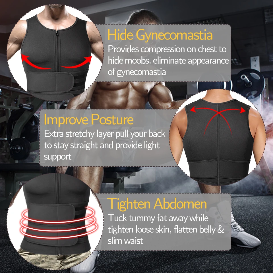 Men Body Shaper Waist Trainer Sauna Suit Sweat Vest Slimming Underwear Weight Loss Shirt Fat Burner Workout Tank Tops Shapewear thumbnail 3