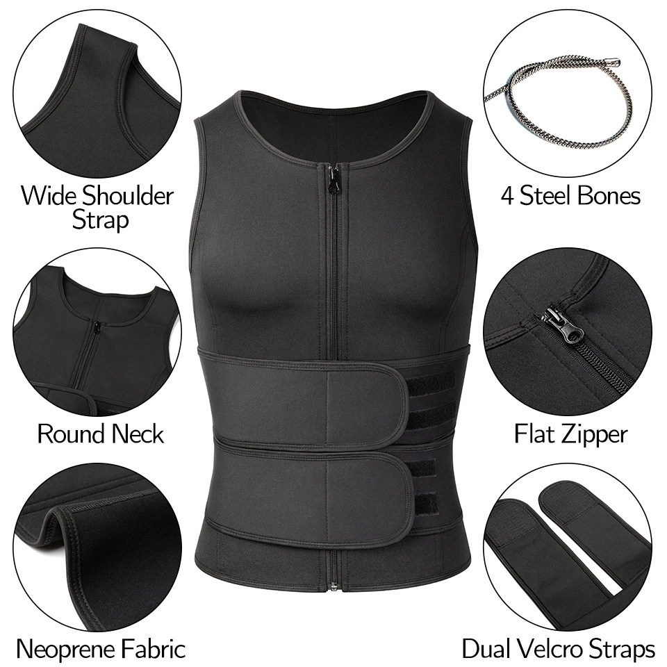 Men Body Shaper Waist Trainer Sauna Suit Sweat Vest Slimming Underwear Weight Loss Shirt Fat Burner Workout Tank Tops Shapewear thumbnail 4