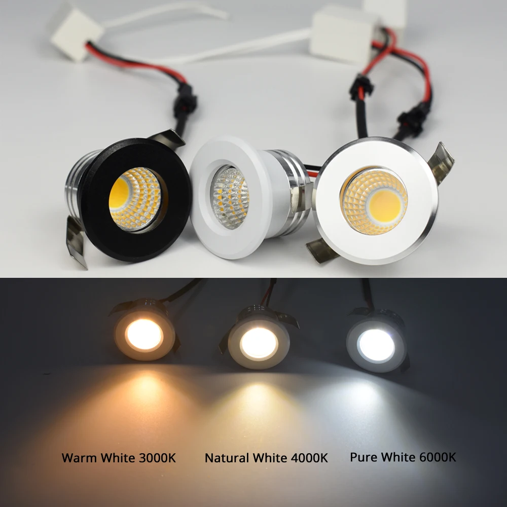 Small Recessed Ceiling LED Spot Light COB 3W 110V 220V Dimmable Driver Included for home showcase cabinet hotel skirting etc thumbnail 5
