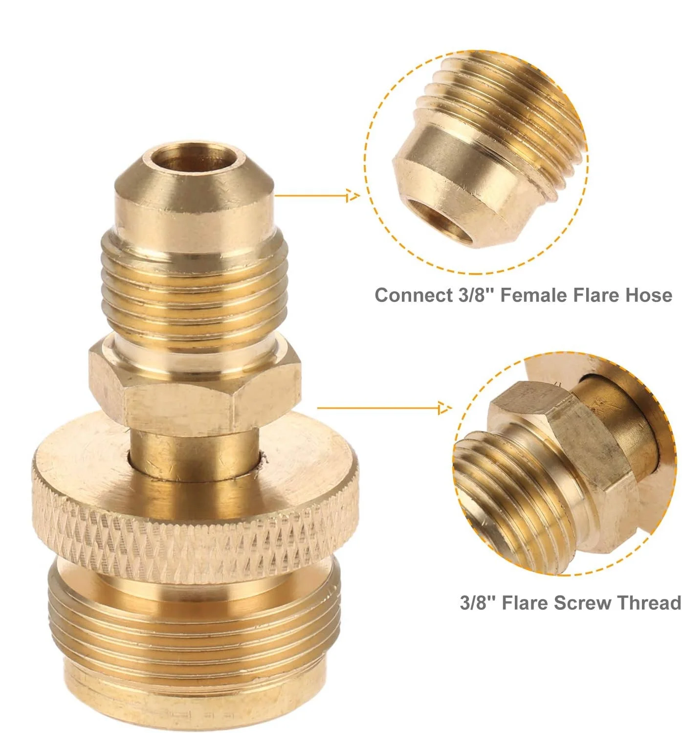 Solid Brass 1lb Propane Tank Cansiter Regulator Adapter Connection Convert to 3/8 Male Flare Portable Camping Grill Stove Parts thumbnail 3