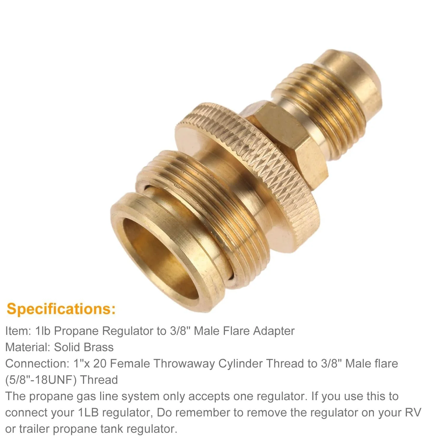 Solid Brass 1lb Propane Tank Cansiter Regulator Adapter Connection Convert to 3/8 Male Flare Portable Camping Grill Stove Parts thumbnail 4
