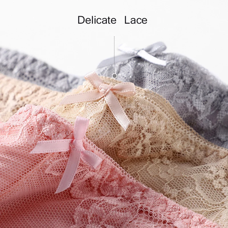 7Pcs Cotton Women's underwear lace transparent panties comfortable antibacterial plus size pants female sexy lingerie thumbnail 5