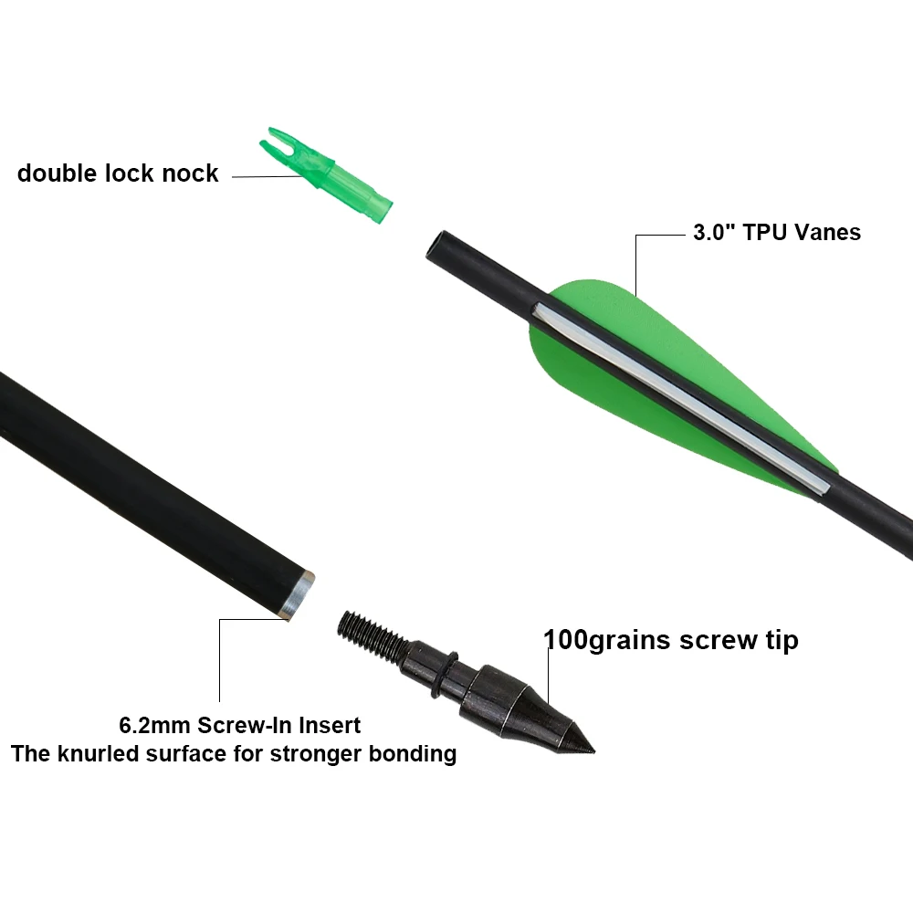 Carbon Arrows Archery Arrows for Hunting 31.5 inch MIxed Carbon Arrows for Outdoor Shooting Sports thumbnail 4