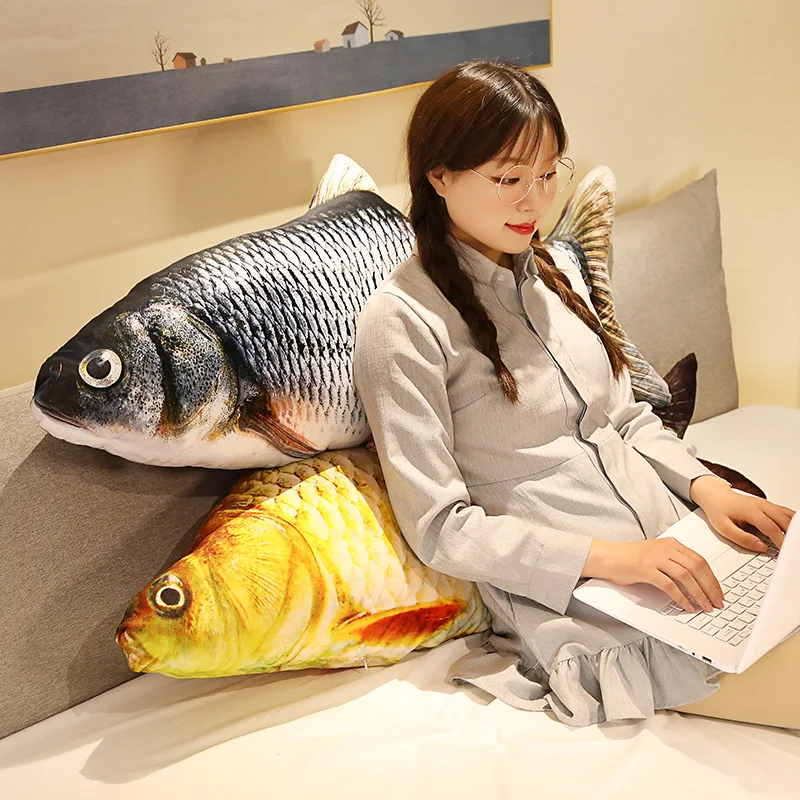 30-80cm 3D Simulation Gold Fish Plush Toys Stuffed Soft Animal Carp Plush Pillow Creative Sofa Pillow Cushion Gift Kids Toy thumbnail 2
