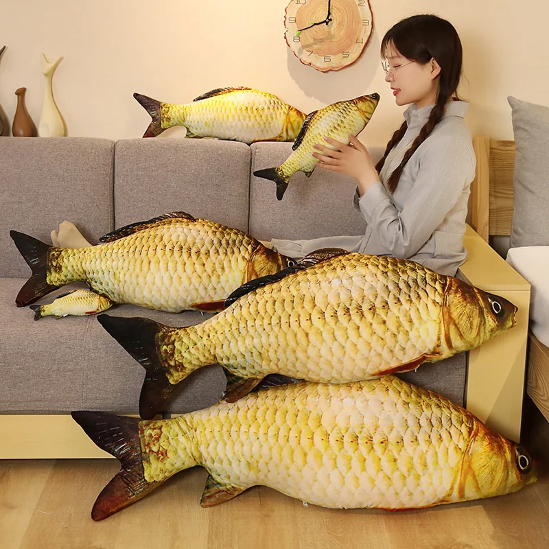 30-80cm 3D Simulation Gold Fish Plush Toys Stuffed Soft Animal Carp Plush Pillow Creative Sofa Pillow Cushion Gift Kids Toy thumbnail 3