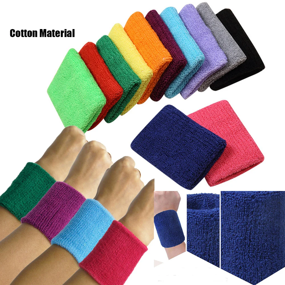 1PC Colorful Sport Sweatband Wristbands Cotton Fiber Sweat Wrist Guards Teenagers Tennis Hand Band Volleyball Sports Accessories