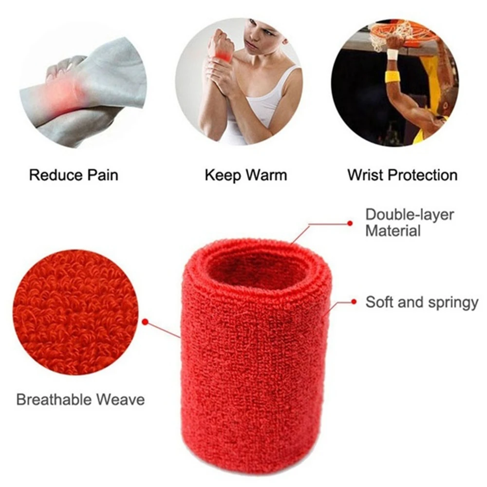 1PC Colorful Sport Sweatband Wristbands Cotton Fiber Sweat Wrist Guards Teenagers Tennis Hand Band Volleyball Sports Accessories thumbnail 4