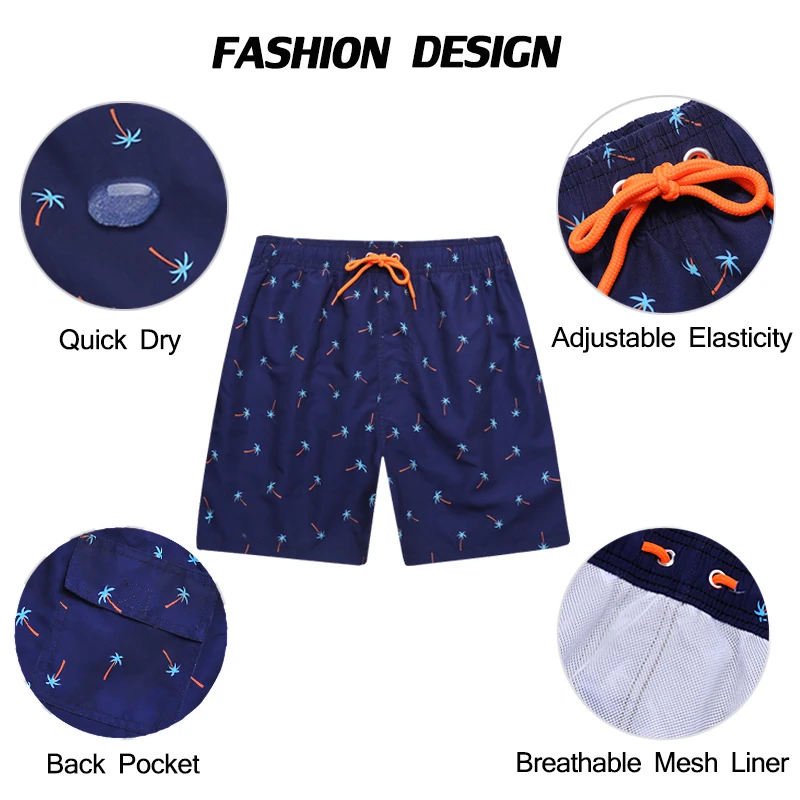 Escatch Brand Summer Mens Shorts Fashion Polyester Quick Dry Board Shorts Male Sport Gym Swimsuit Surf Swim Trunks For Man thumbnail 3