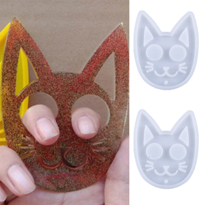 Super Glossy Self-defense Cat Keychain Crystal Epoxy Resin Mold Pendant Silicone Mould DIY Crafts Jewelry Necklace Making Tool thumbnail 2