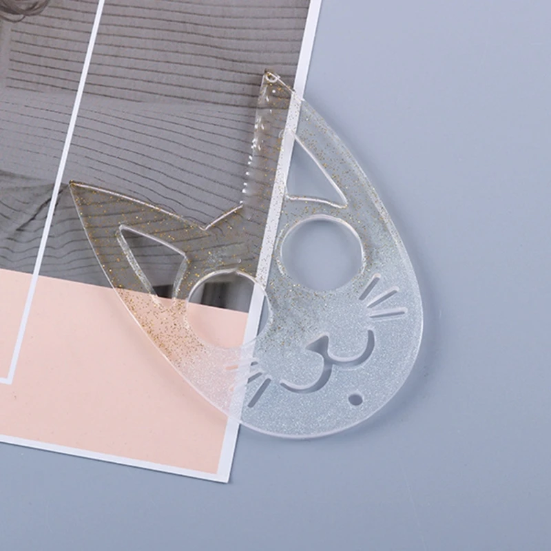 Super Glossy Self-defense Cat Keychain Crystal Epoxy Resin Mold Pendant Silicone Mould DIY Crafts Jewelry Necklace Making Tool thumbnail 5