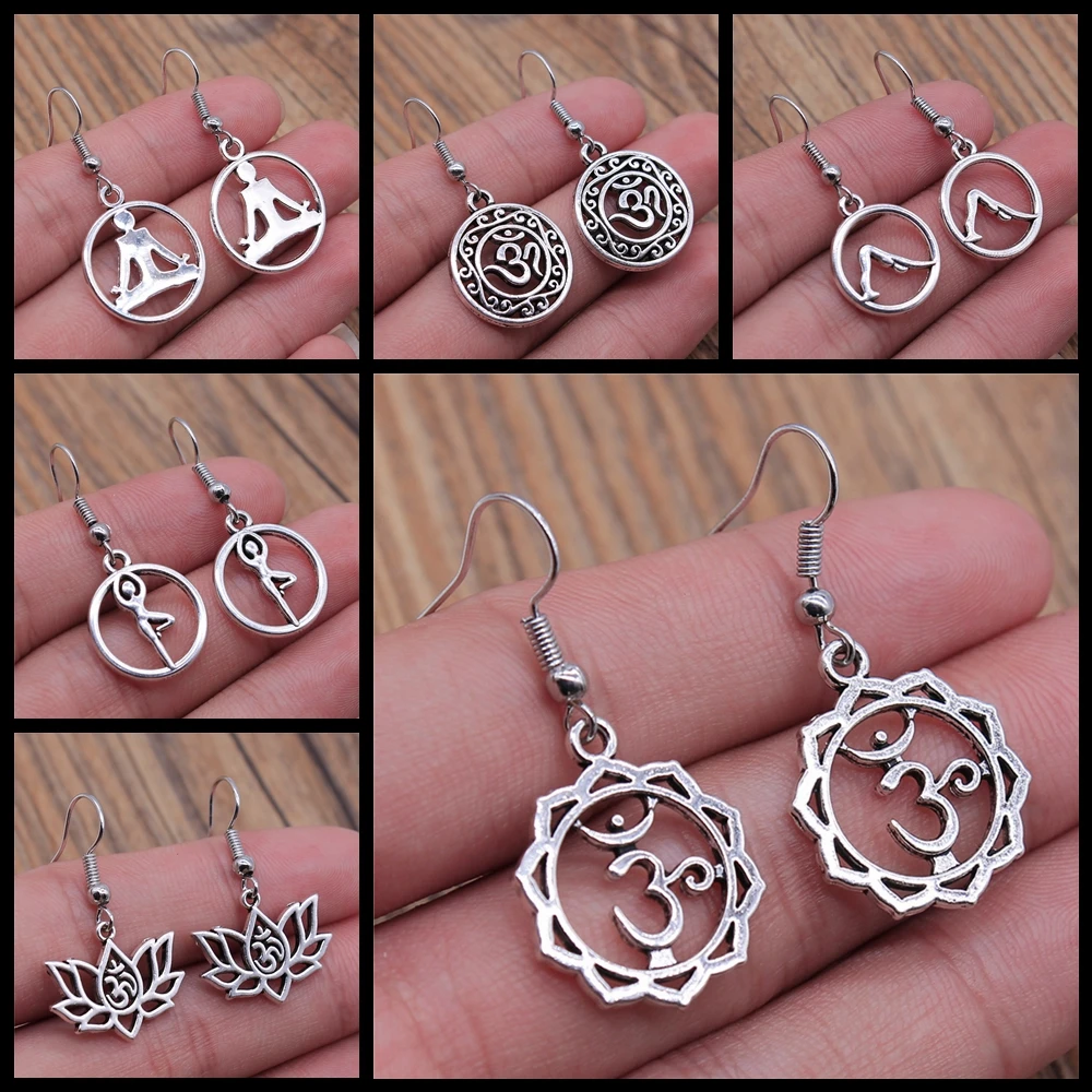 Om Sign Yoga Symbol Earring Yoga Om Symbol Zen Buddhism Glass Earrings For Women Jewellery thumbnail 2