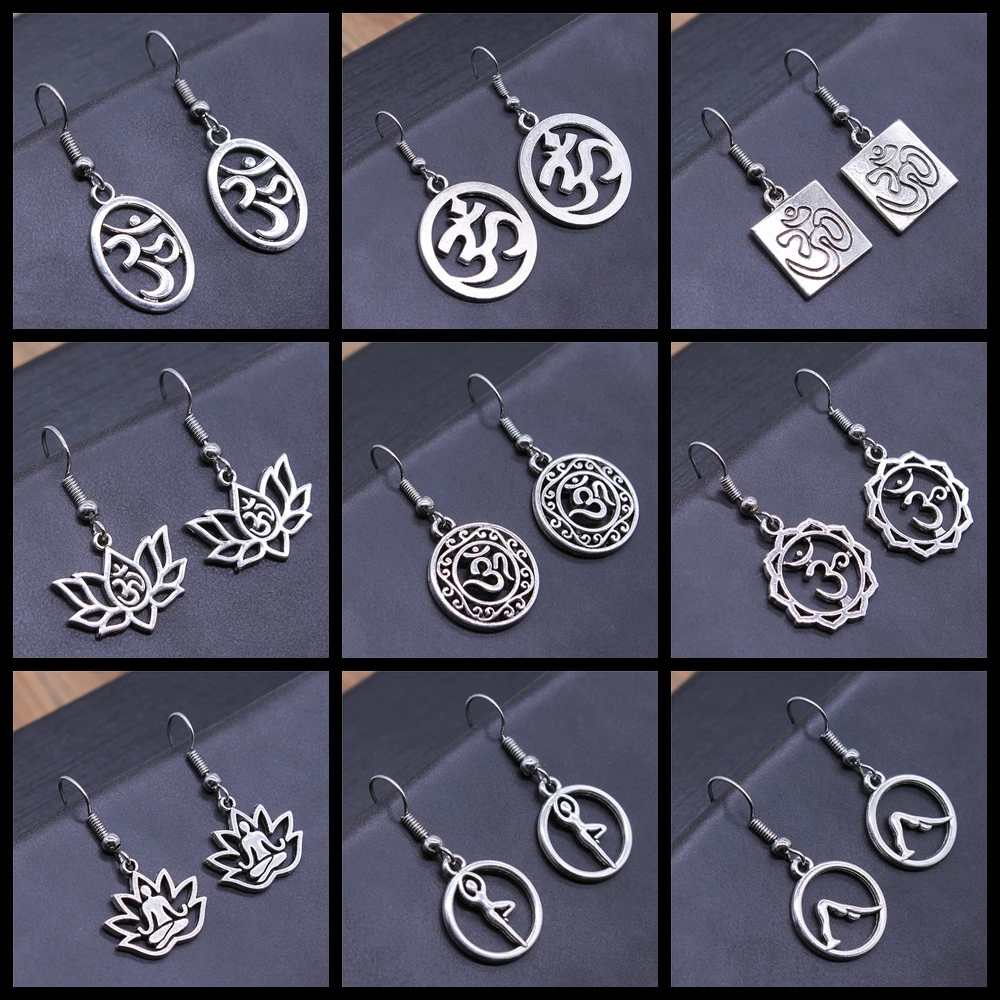 Om Sign Yoga Symbol Earring Yoga Om Symbol Zen Buddhism Glass Earrings For Women Jewellery thumbnail 3