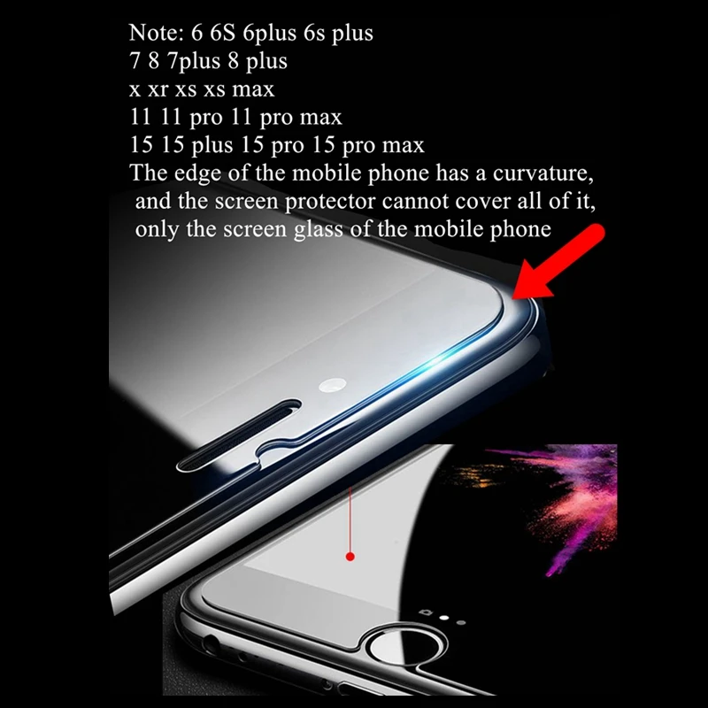 Tempered Glass For iphone SE X XR XS 11 12 13 14 15 16 pro max 12 13 mini Screen Protector for iphone 16 15 14 6 6S 7 8 plus HD thumbnail 4