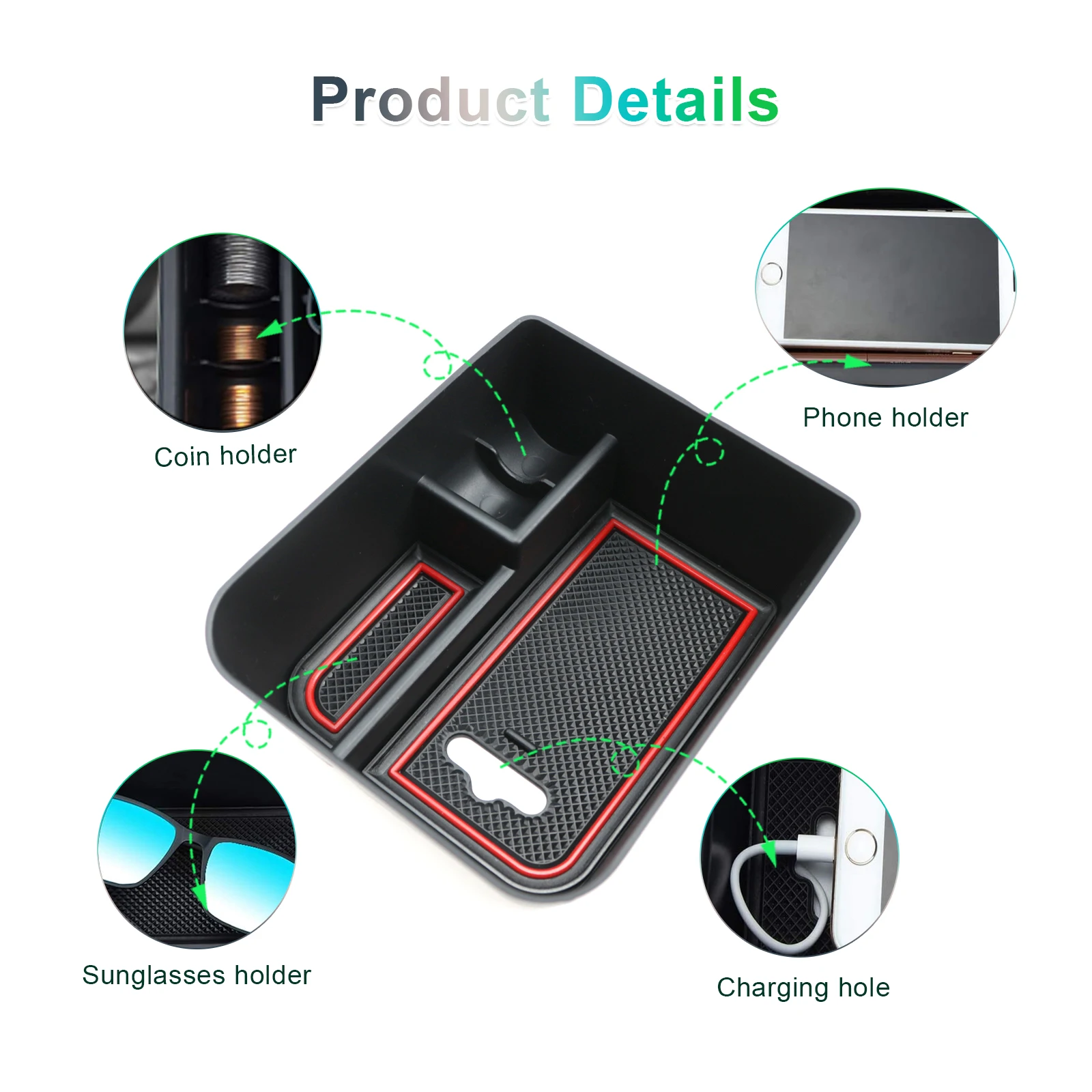 RUIYA Car Armrest Box Storage for Seat Ibiza Typ 6F / Arona SUV 2020-2025 Central Control Container Auto Seat Arona Accessories thumbnail 3