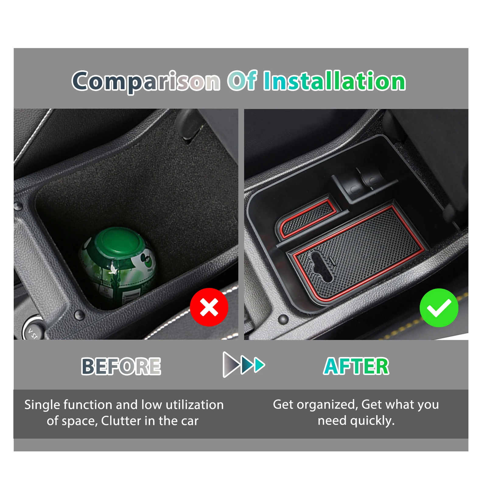 RUIYA Car Armrest Box Storage for Seat Ibiza Typ 6F / Arona SUV 2020-2025 Central Control Container Auto Seat Arona Accessories thumbnail 2