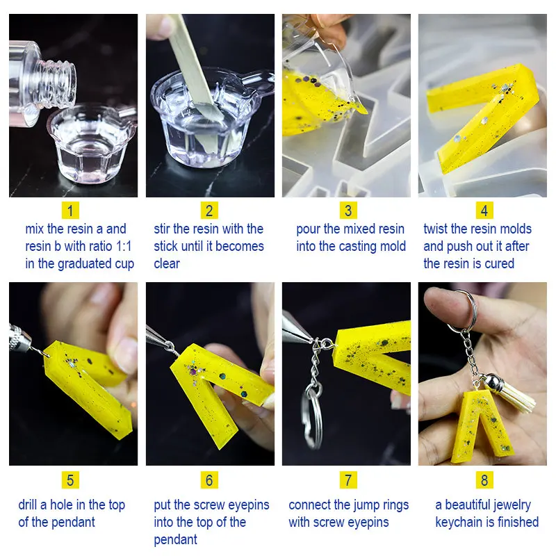 Transparent Epoxy Resin Casting Molds Kit Silicone Mold With Epoxy Glue For Earring Keychain Jewelry Making DIY Moule Silicone thumbnail 3