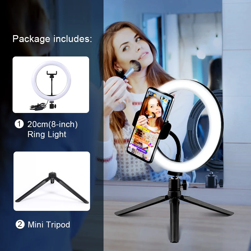Youtube Shooting Vlog Selfie Circular Photo Ring Light Led Photographic Video Camera Lamp Studio Lighting Phone Holder thumbnail 6