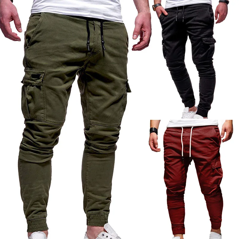 Men's Pants Multi-Pockets Joggers Men Sweatpants 2025 New Casual Solid Cargo Pants Men Oversize Streetwear Pants Men Trousers