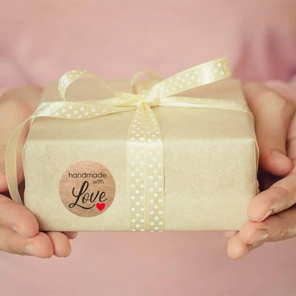 100-500pcs Vintage Kraft Paper Stickers Scrapbook Gift Stationery Label Stickers Handmade With Love Thank You For The Stickers thumbnail 4