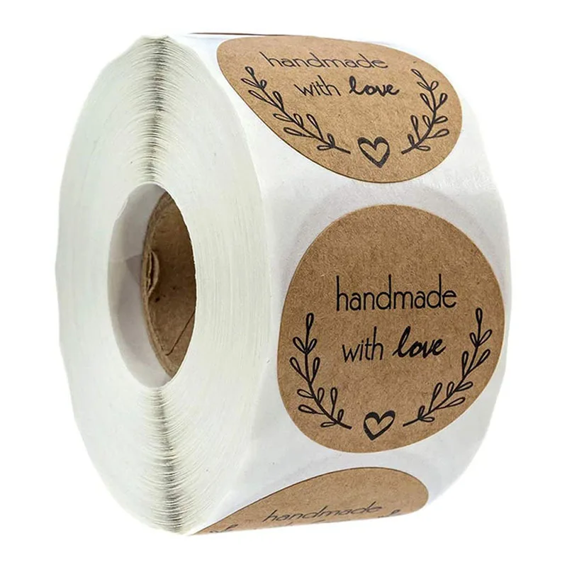 100-500pcs Vintage Kraft Paper Stickers Scrapbook Gift Stationery Label Stickers Handmade With Love Thank You For The Stickers thumbnail 2