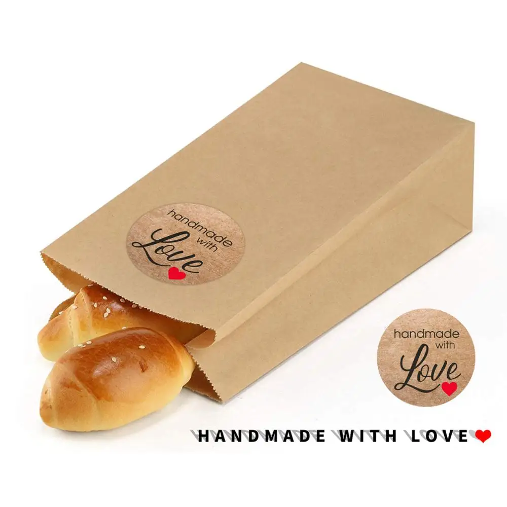 100-500pcs Vintage Kraft Paper Stickers Scrapbook Gift Stationery Label Stickers Handmade With Love Thank You For The Stickers thumbnail 5