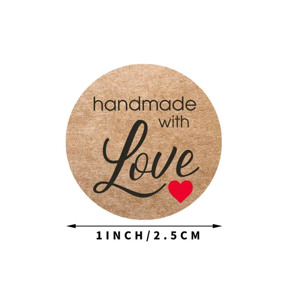 100-500pcs Vintage Kraft Paper Stickers Scrapbook Gift Stationery Label Stickers Handmade With Love Thank You For The Stickers thumbnail 3