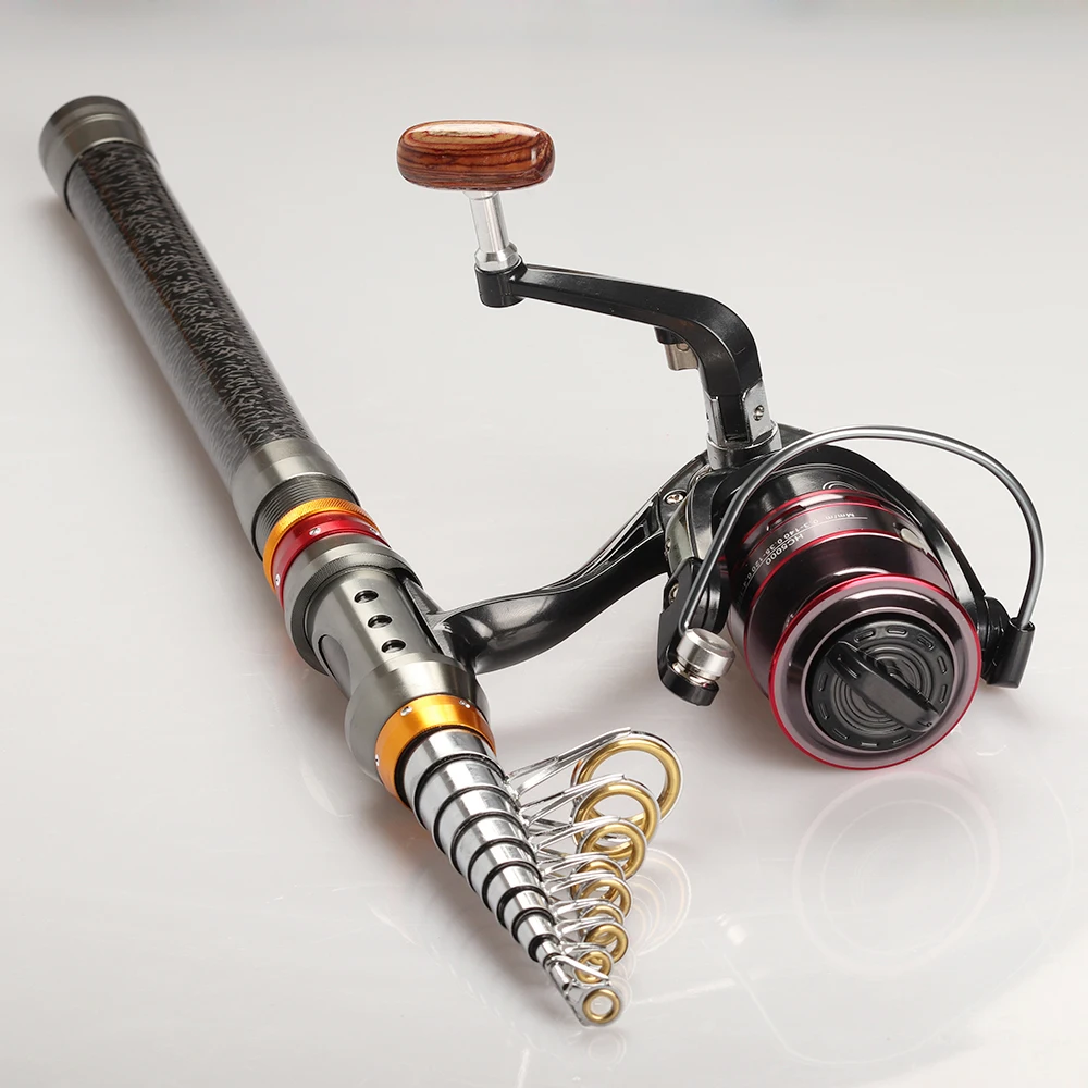 fishing rod and reel combo set casting 1.8-3.6m telescopic carbon fishing rods spinning fishing reel Short travel stick bait set thumbnail 4