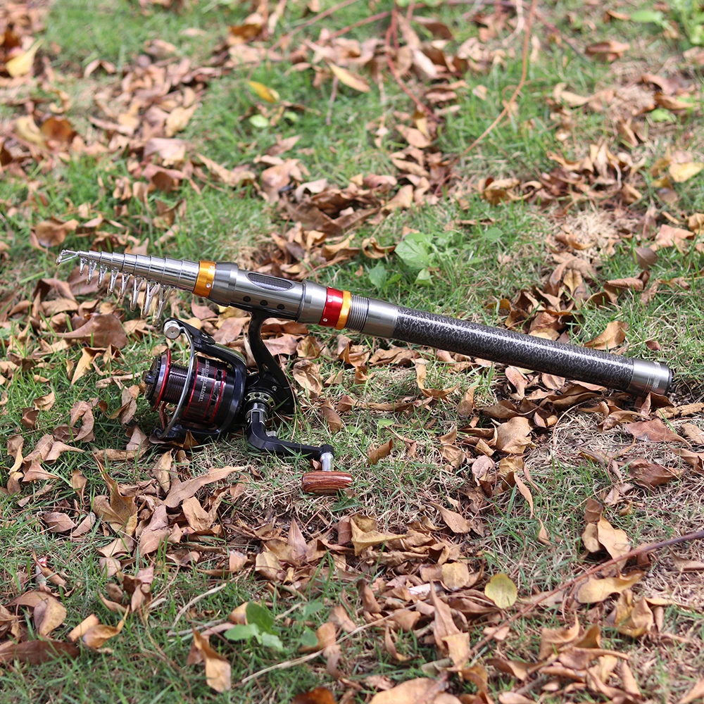 fishing rod and reel combo set casting 1.8-3.6m telescopic carbon fishing rods spinning fishing reel Short travel stick bait set thumbnail 3