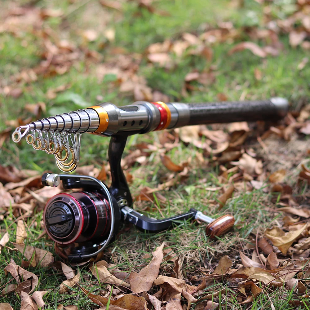 fishing rod and reel combo set casting 1.8-3.6m telescopic carbon fishing rods spinning fishing reel Short travel stick bait set thumbnail 2