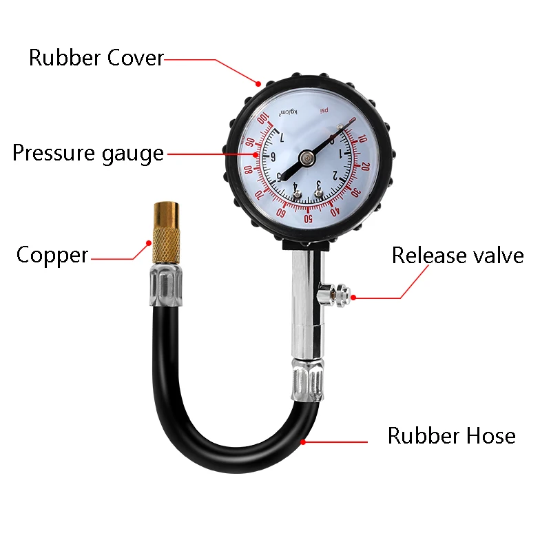 Tire Pressure 0-100PSI Long Tube Gauge Meter High-Precision Tyre Air Tester for Car Motorcycle Monitoring System thumbnail 3