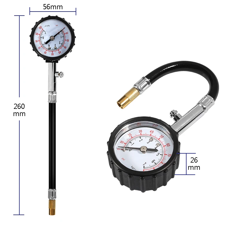 Tire Pressure 0-100PSI Long Tube Gauge Meter High-Precision Tyre Air Tester for Car Motorcycle Monitoring System thumbnail 2