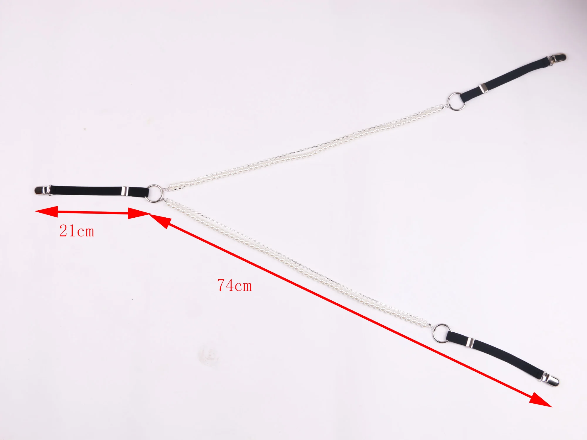 Rhinestone crytal silver claw beads suspenders For women shirt ORing Garters rubber Elasticity Belt Pearl braces for jeans Strap thumbnail 3