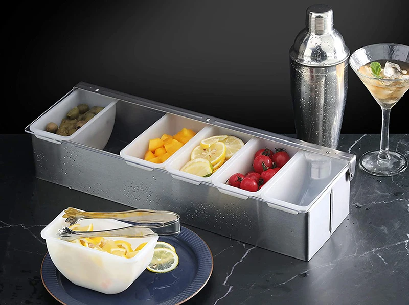 Stainless Steel Condiment Dispenser with 6 Compartments thumbnail 6
