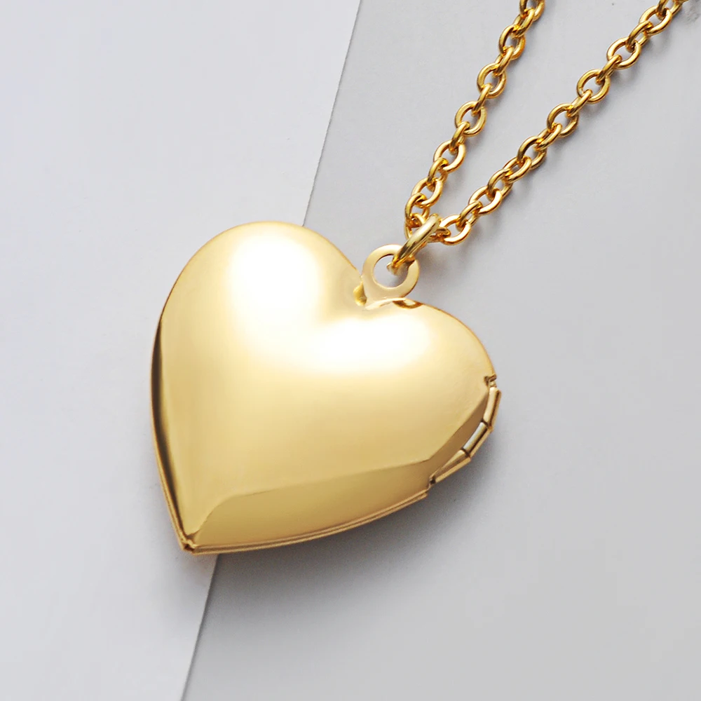 2Pcs/Lot Mirror Polish Stainless Steel Love Heart Photo Frame 28.5*28.5mm DIY Memory Locket Pendant Necklace thumbnail 3